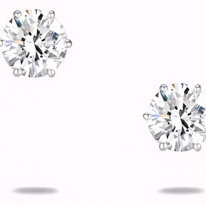 Moissanite Stud Earrings 18k White Gold Brilliant Round Cut Gift Set Bundle 2ct